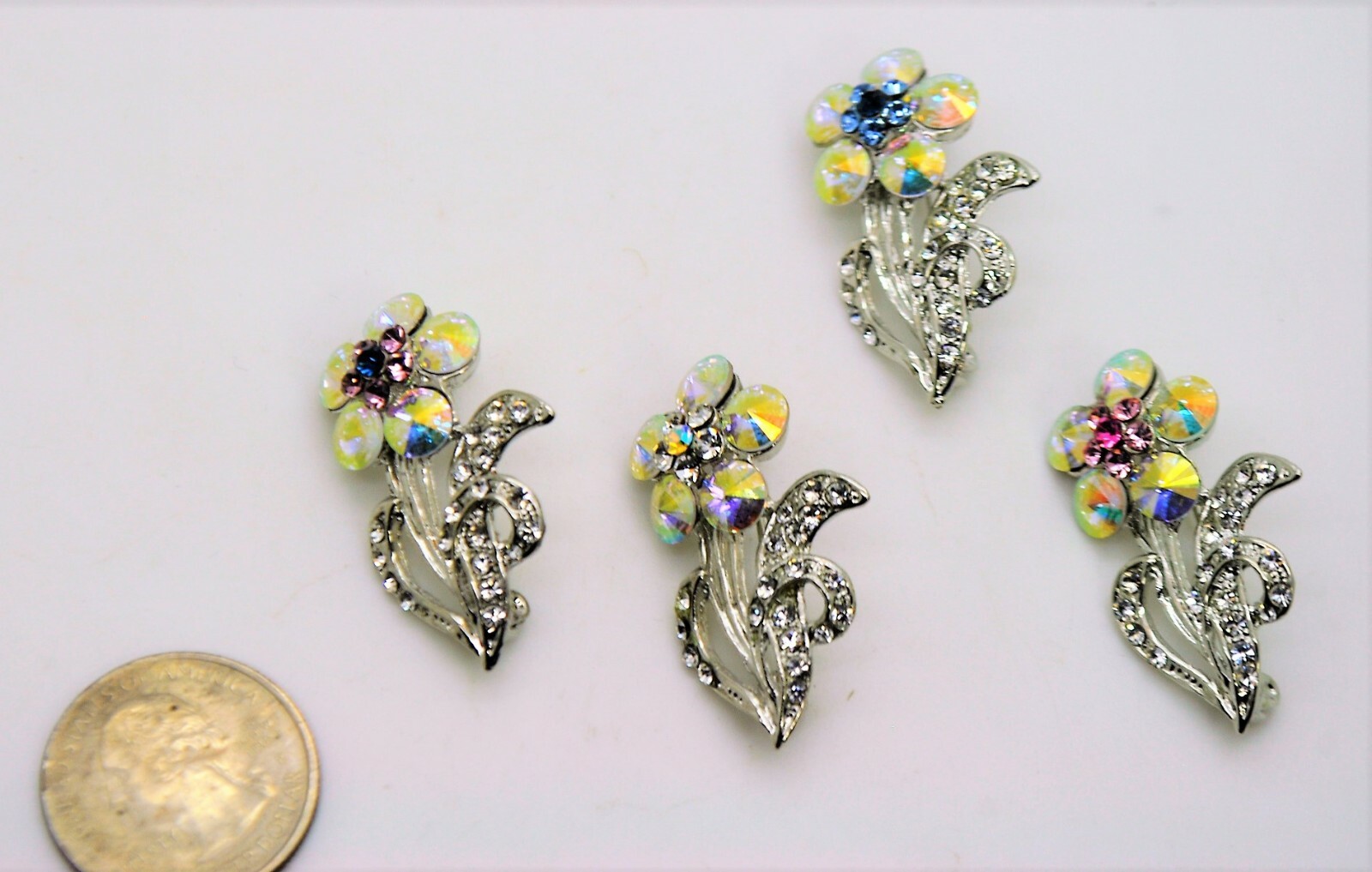 cute flower simply bouquet style mix color Crystal fashion Brooch Pin lot 278
