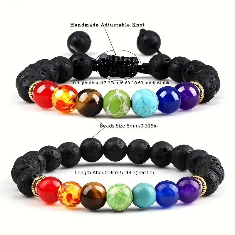 7 Chakra Lava Rock Woven Bracelet Unisex Spiritual Healing Jewelry for Men Women