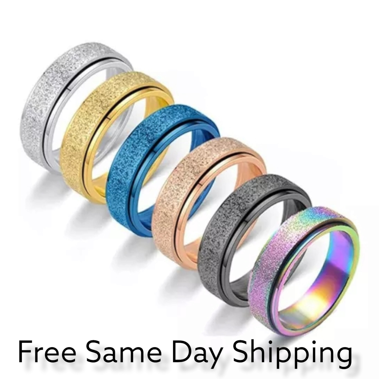 Stainless Steel Rotating Spinner Wedding Ring Unisex, Men Women Fashion Jewelry