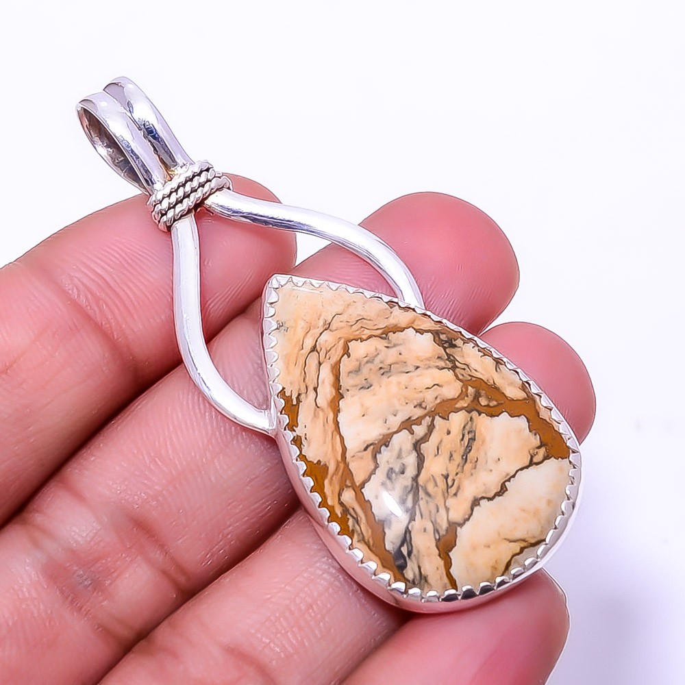 Picture Jasper – Oregon Designer Handmade 925 Sterling Silver Pendant 2.34″ P33