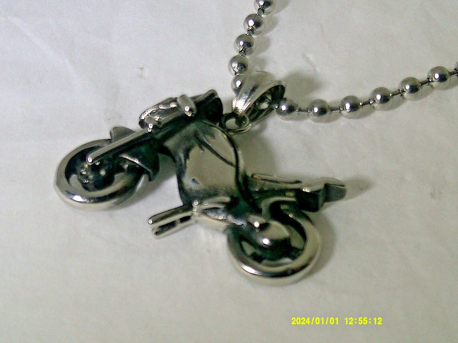MOTORCYCLE PENDANT CHARM WITH CHAIN IN STAINLESS STEEL HIGH POLISHED
