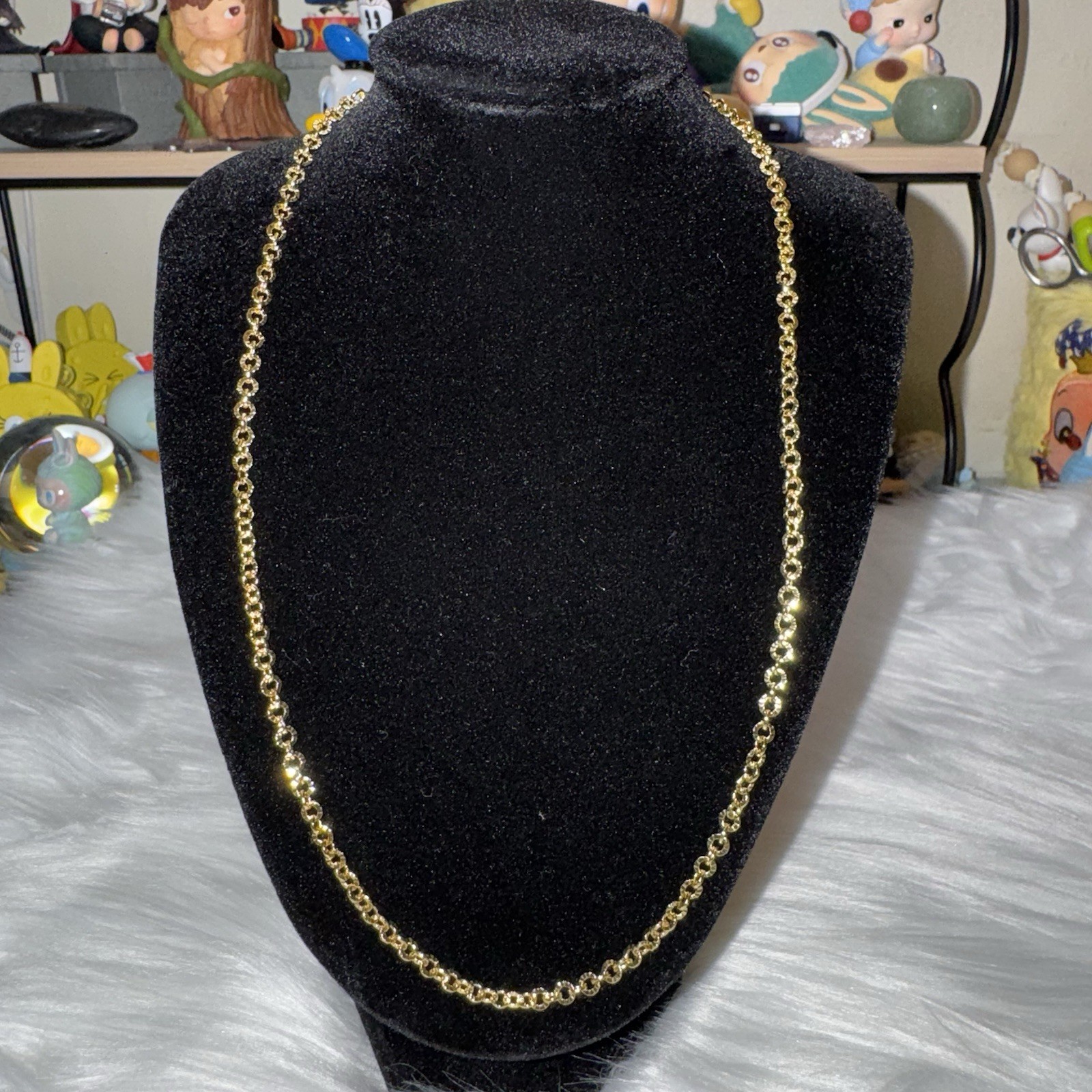 Vintage Necklace Monet Rolo Link Chain Diamond Cut 18K Gold Filled, 19in, 3.77mm