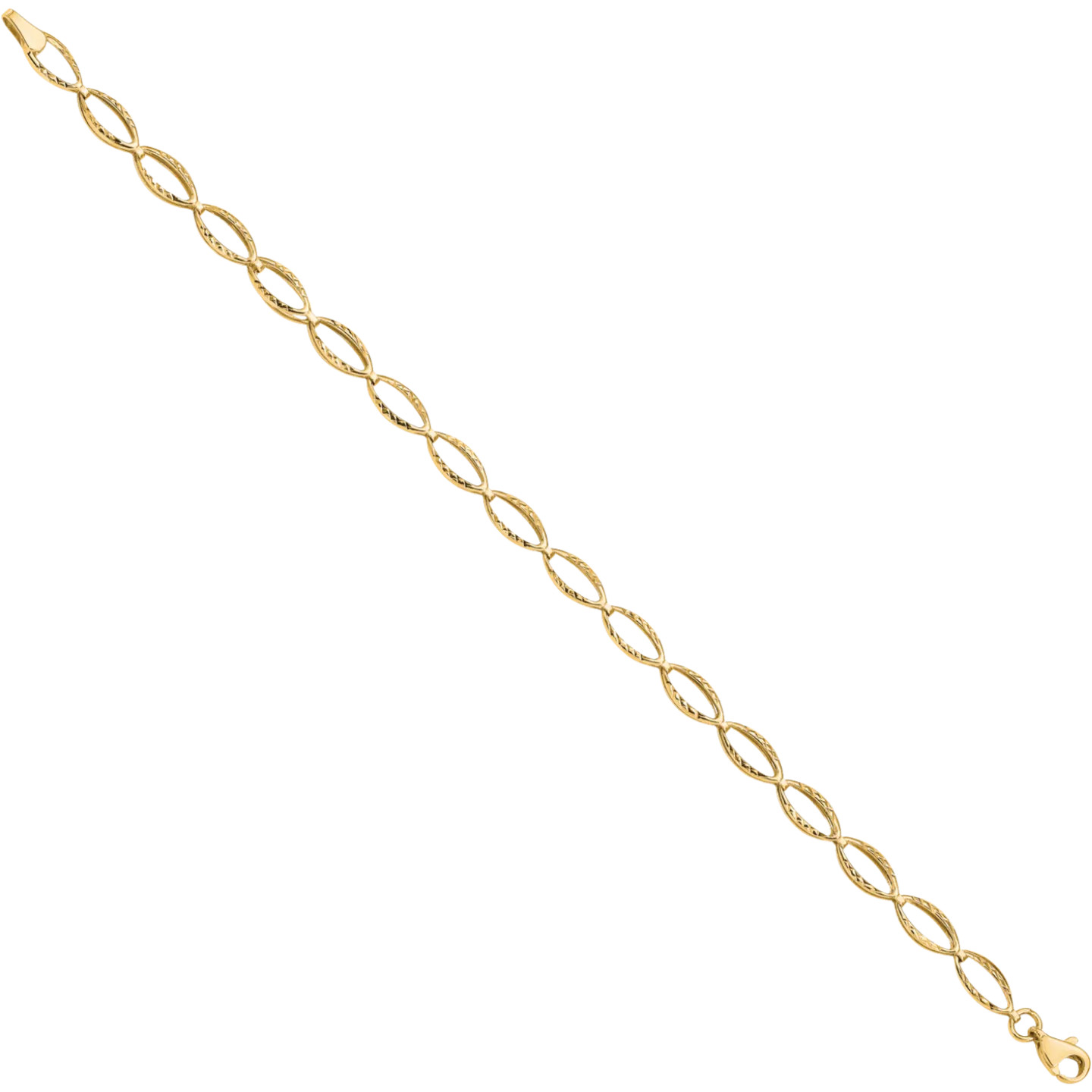 10K Solid Yellow Gold Oval Cable Rolo Link Chain Bracelet