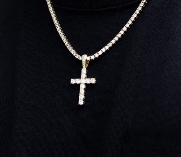 GLD Shop Diamond Cross Pendant in Yellow Gold (ONLY PENDENT) 18k CZ Stones