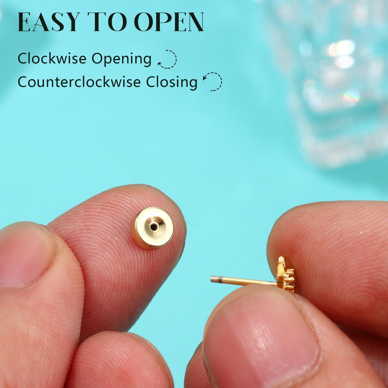 Dochais Flat Back Stud Earrings for Women and Men, Hypoallergenic Small, Gold