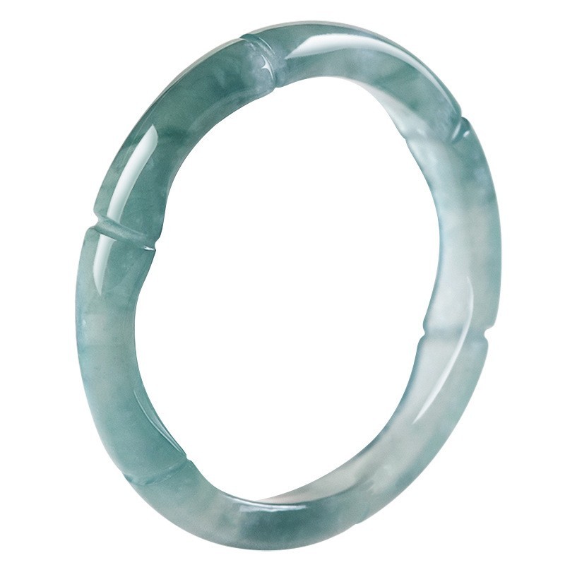 Natural A Grade Old Pit Ice Blue Water Jade Ring Couple Band with Certificate