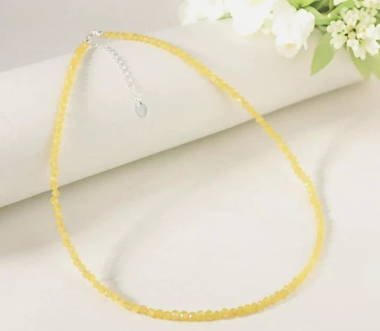 Citrine Choker Necklace 2mm Crystal Gemstone Faceted Beads Minimalist Dainty