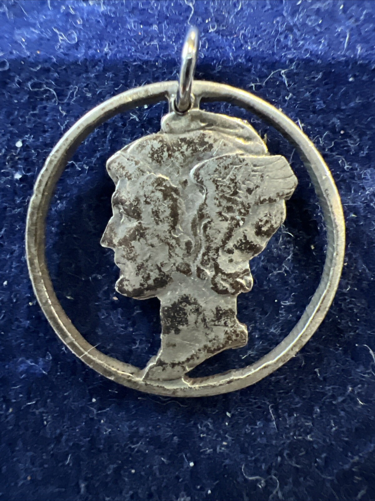 Vintage Sterling Silver- 1943 Mercury Silver Dime Cutout Charm
