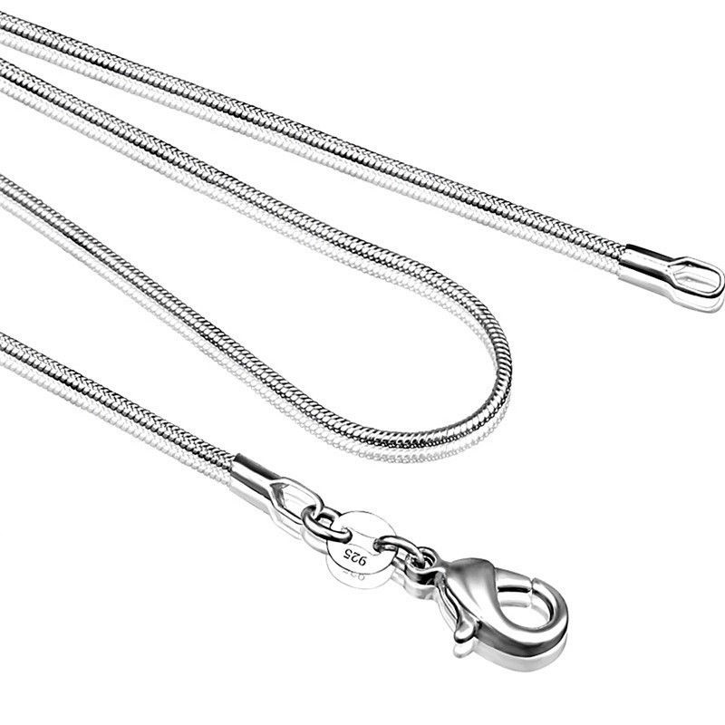 Fashion 925 Sterling Silver Lobster Clasp Snake Chain 20″ For Pendant Necklace