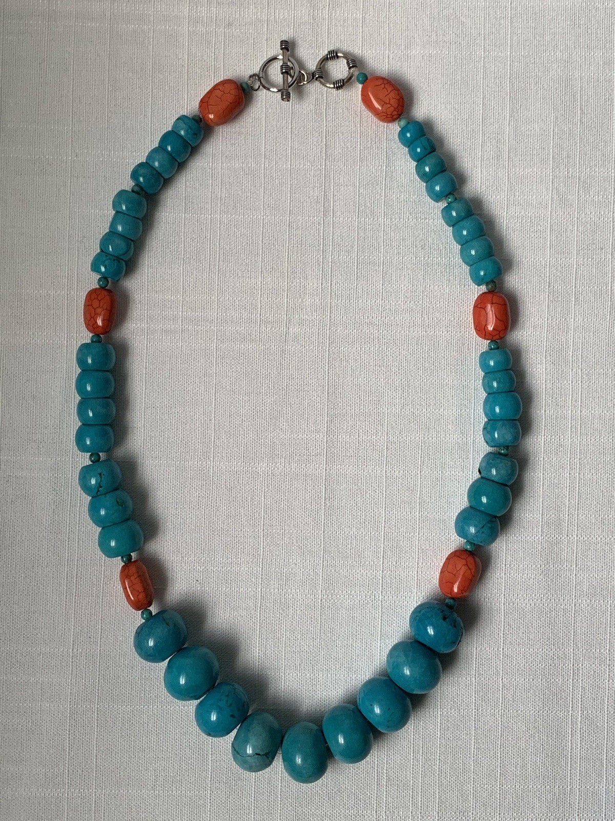 Blue And Orange Dye Stone Necklace