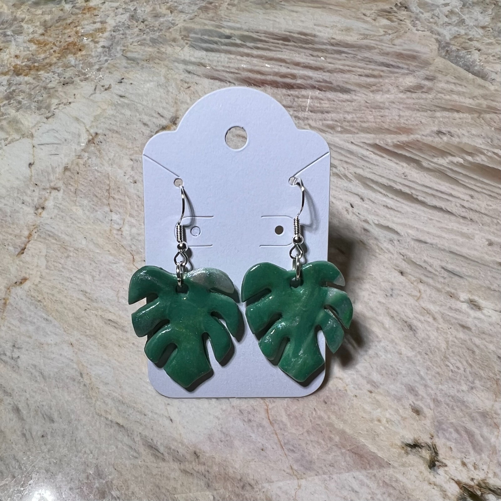 MONSTERA CLAY EARRINGS HANDMADE, GLAZED GREAT GIFT IDEA (SELECT FROM PHOTOS) #1