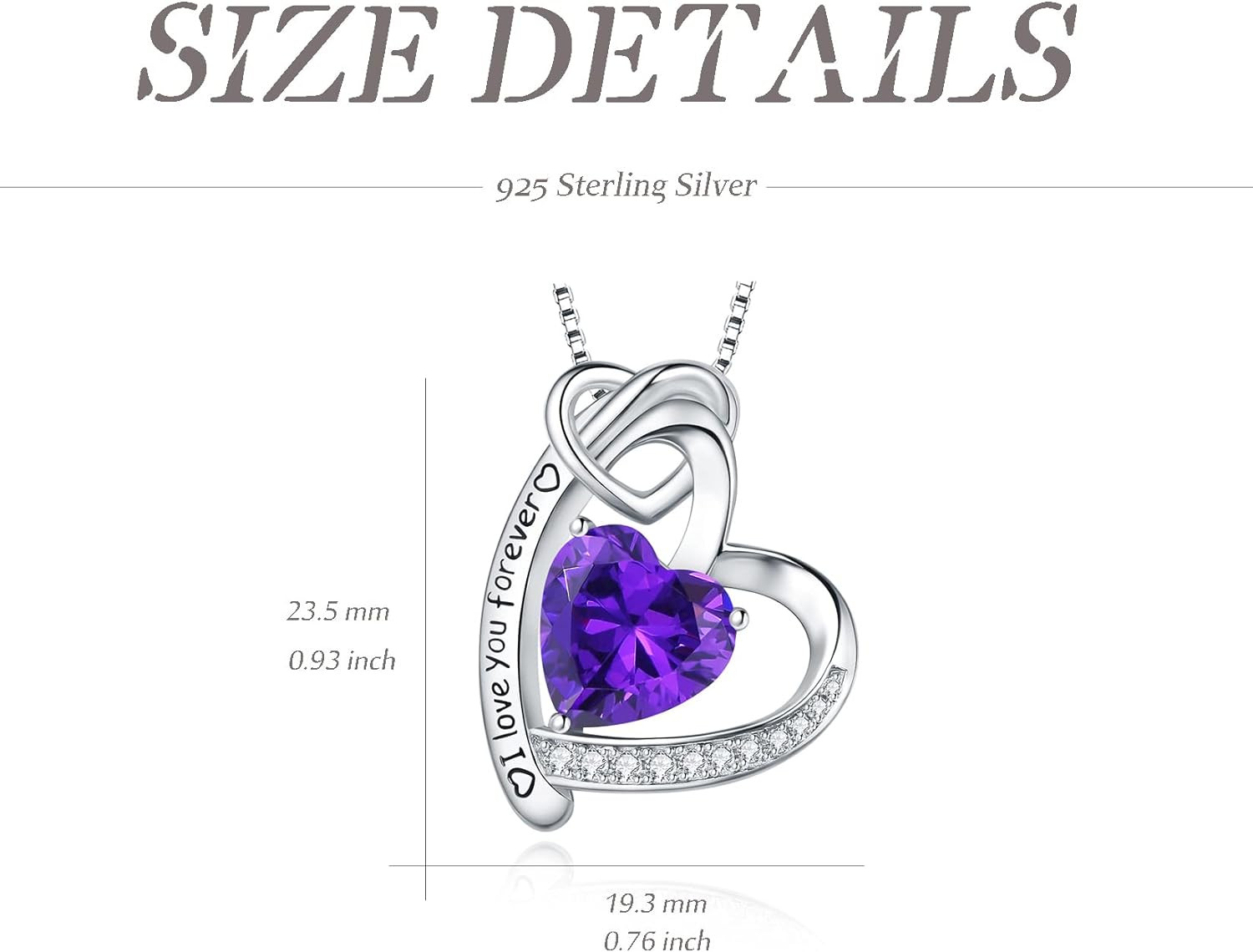 Heart Necklaces 925 Sterling Silver I Love You Forever Pendant Necklace Birthday