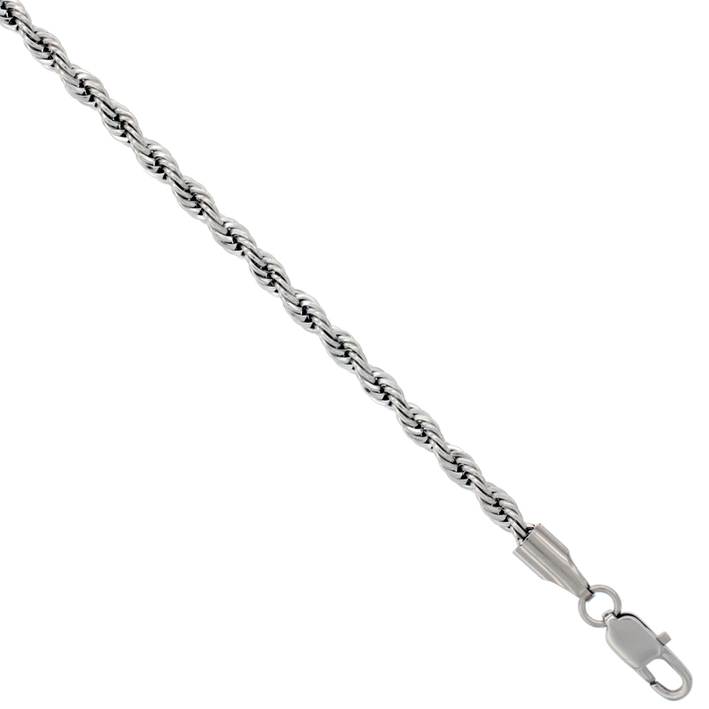 5mm Stainless Steel ROPE Chain Necklace 16″, 18″, 20″, 24″, 30″
