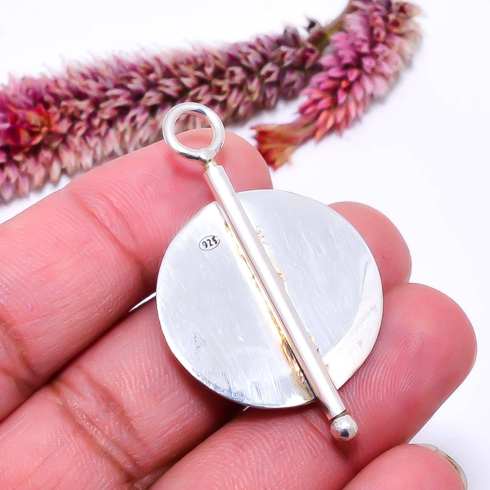 Copper Spiny Oyster Arizona Turquoise Handmade 925 Silver Pendant 1.79″ P1037614