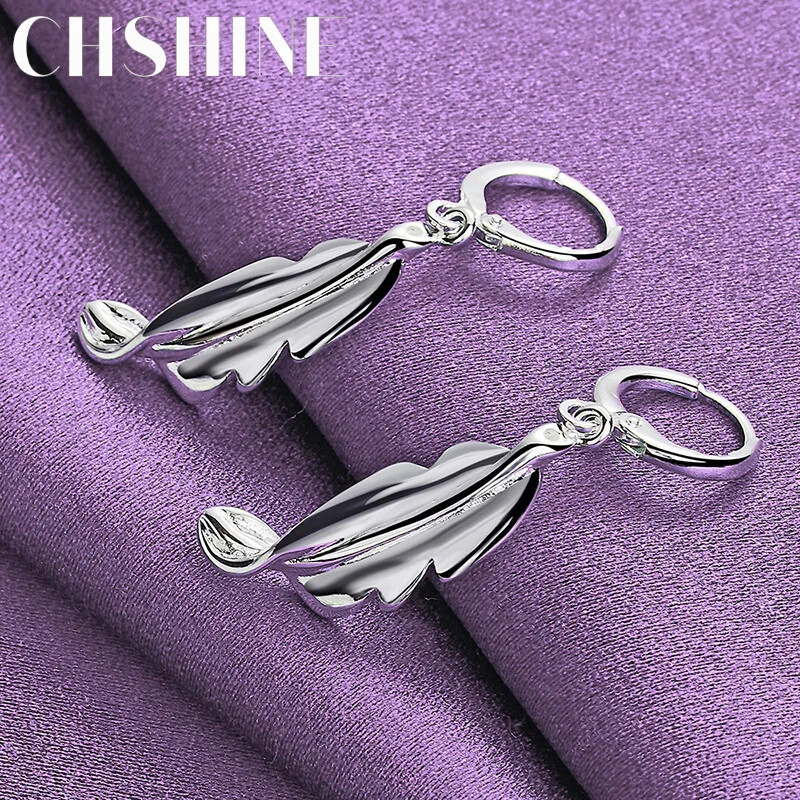 CHSHINE 925 Sterling Silver Leaf Earrings For Women Fashion Charm Jewelry
