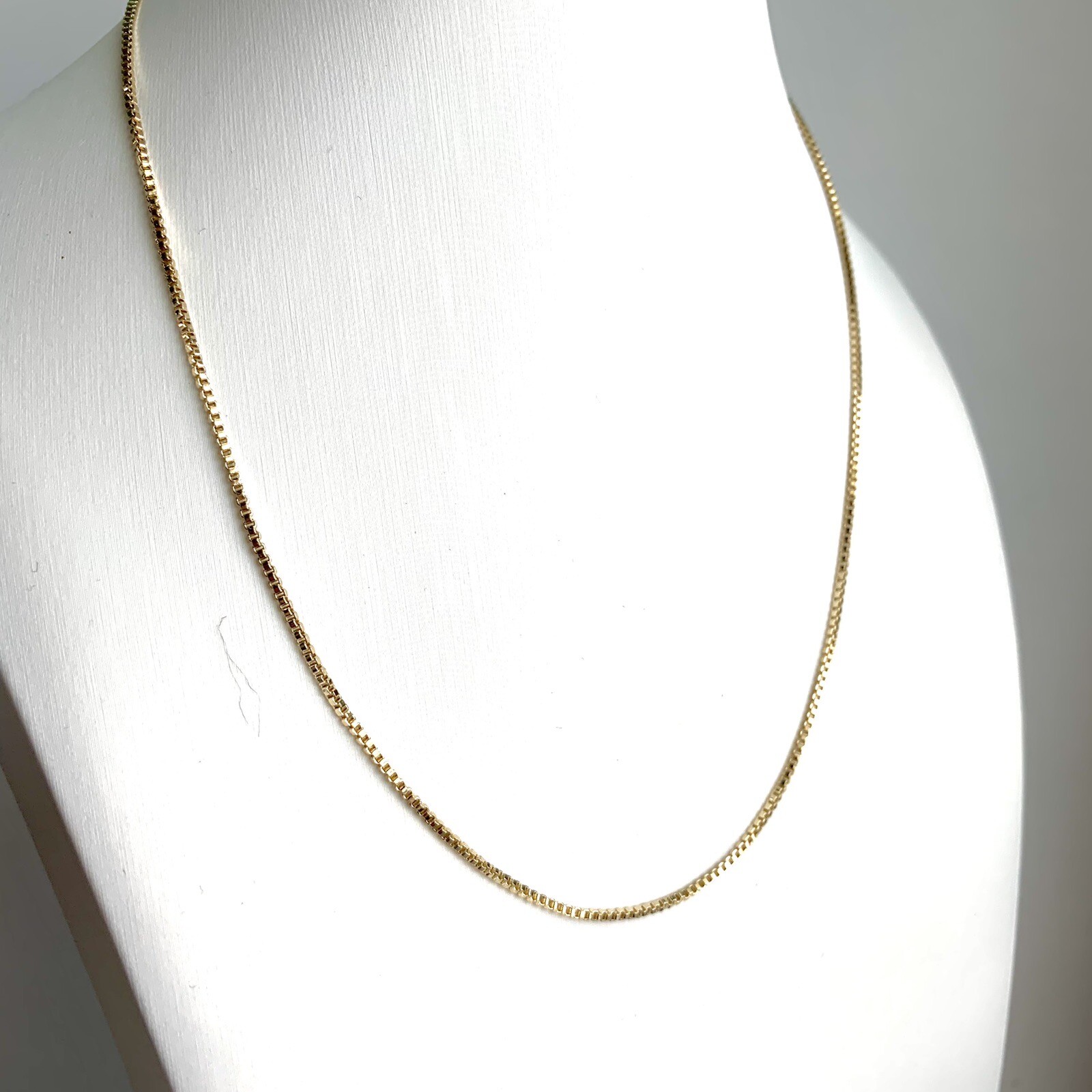 18K GOLD FILLED Over Premium Brass 1.2mm Classic Box CHAIN 16” Water Resistant