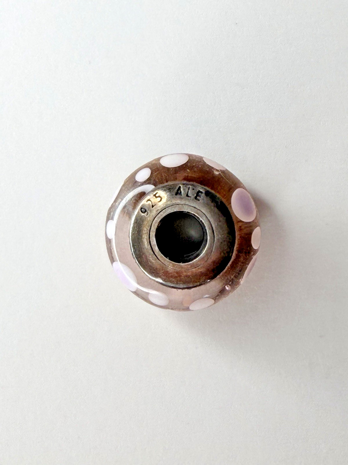 PANDORA 925 ALE Silver Pink Murano Bubbles Glass Charm (RETIRED)