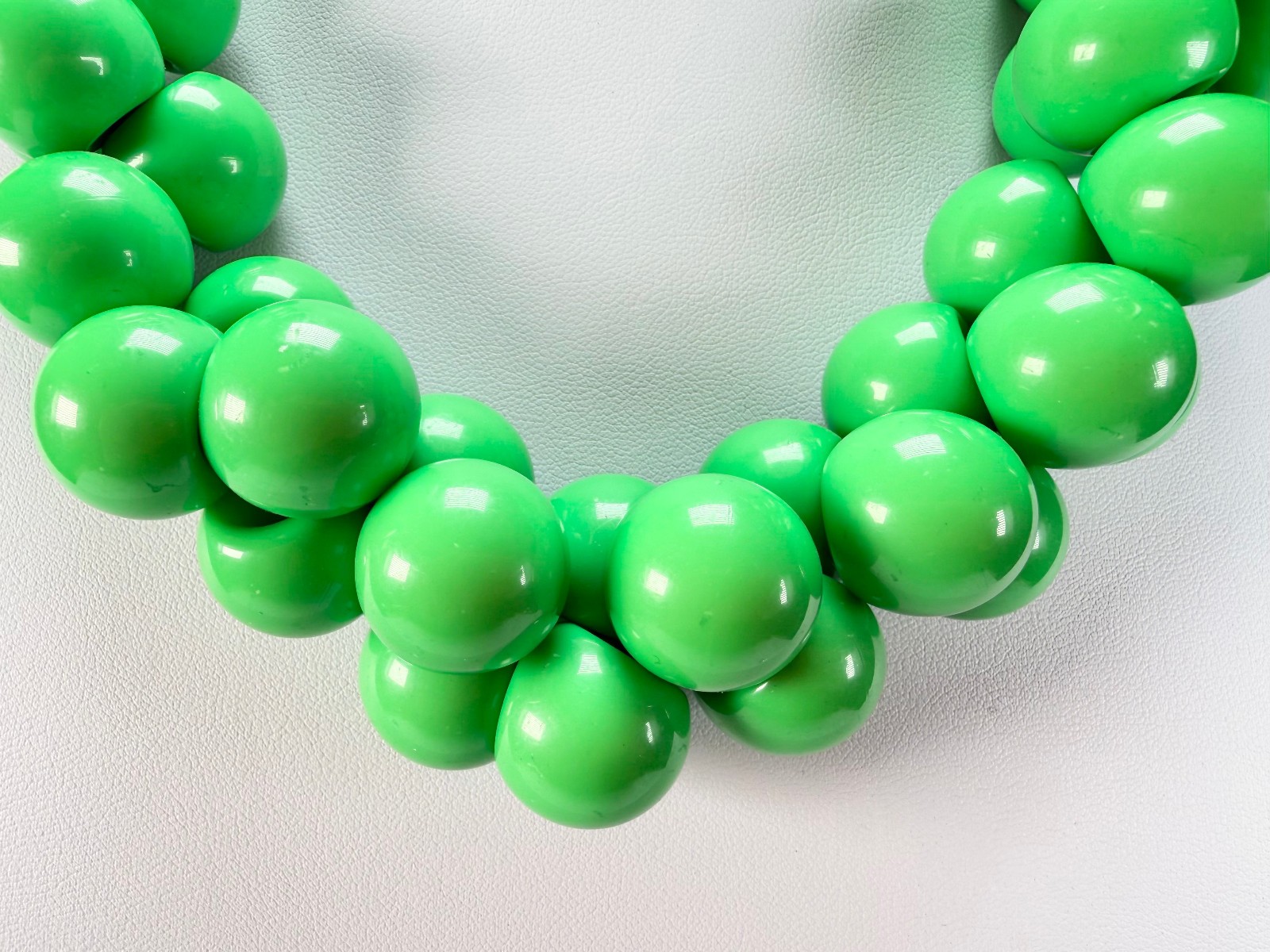 Marion Godart – Grapes “Poignée” Bright Green Large Cluster Resin Necklace
