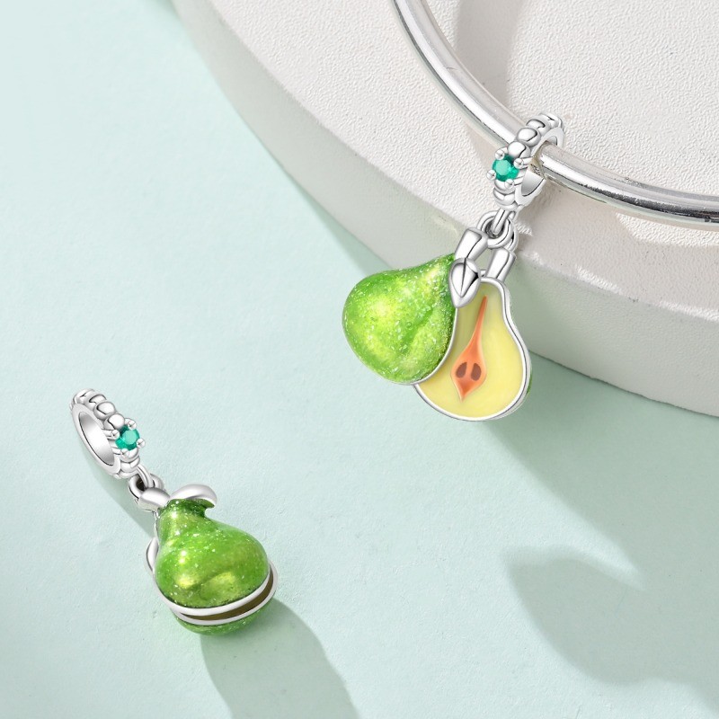 KUNSIR Sterling Silver Fruit Charms for Bracelets & Necklaces Pendent DIY Beads