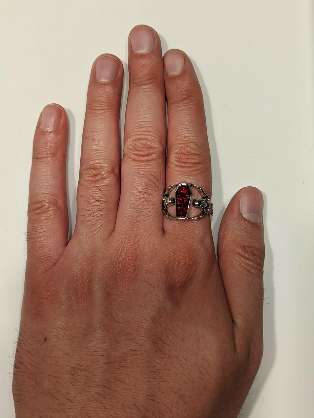 New Vintage Punk Skull Ring Unisex Hip Hop Engagement Rings Fashion Red Zircon