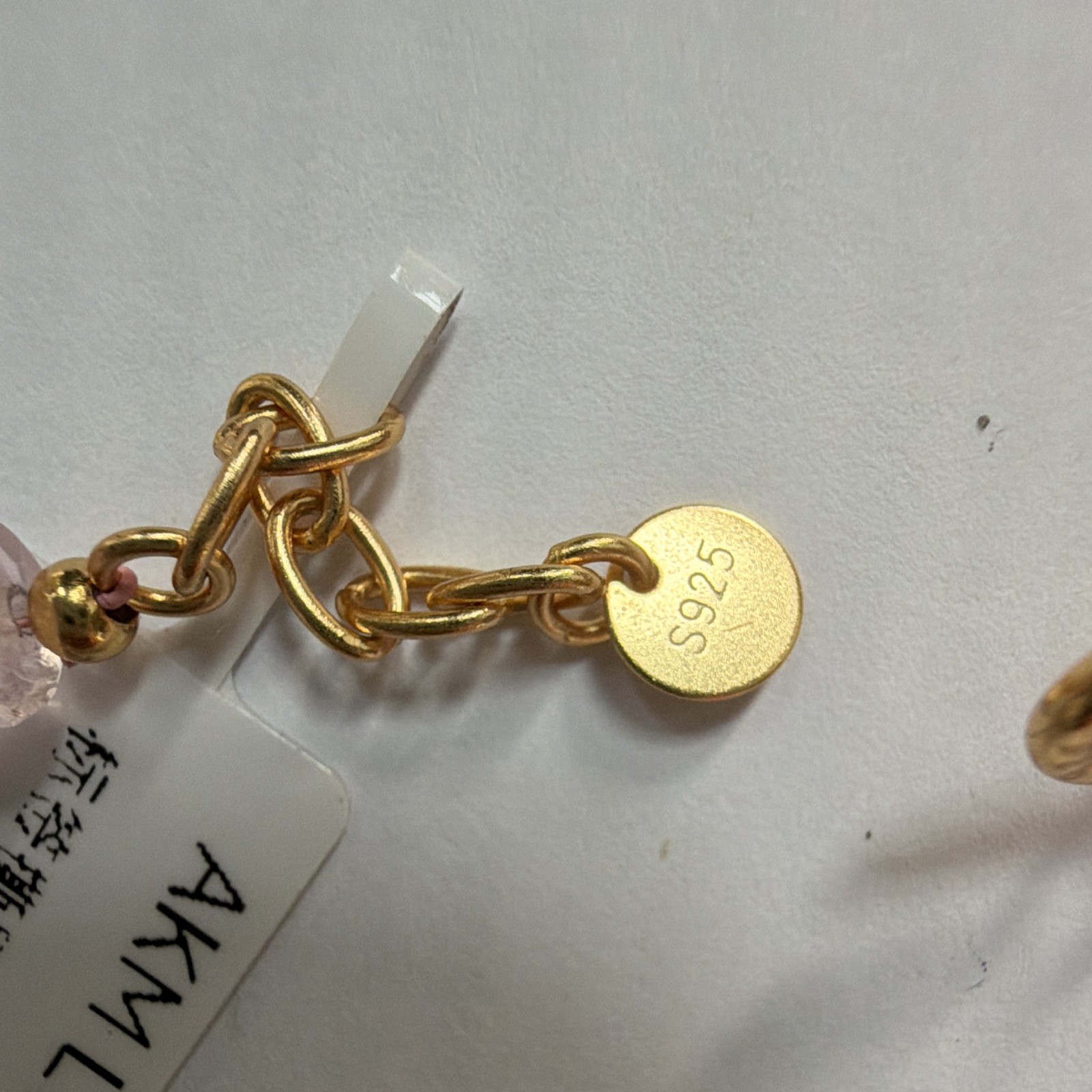 Natural pink crystal bead necklace. 925 silver lobster hook head ，18 in，34g