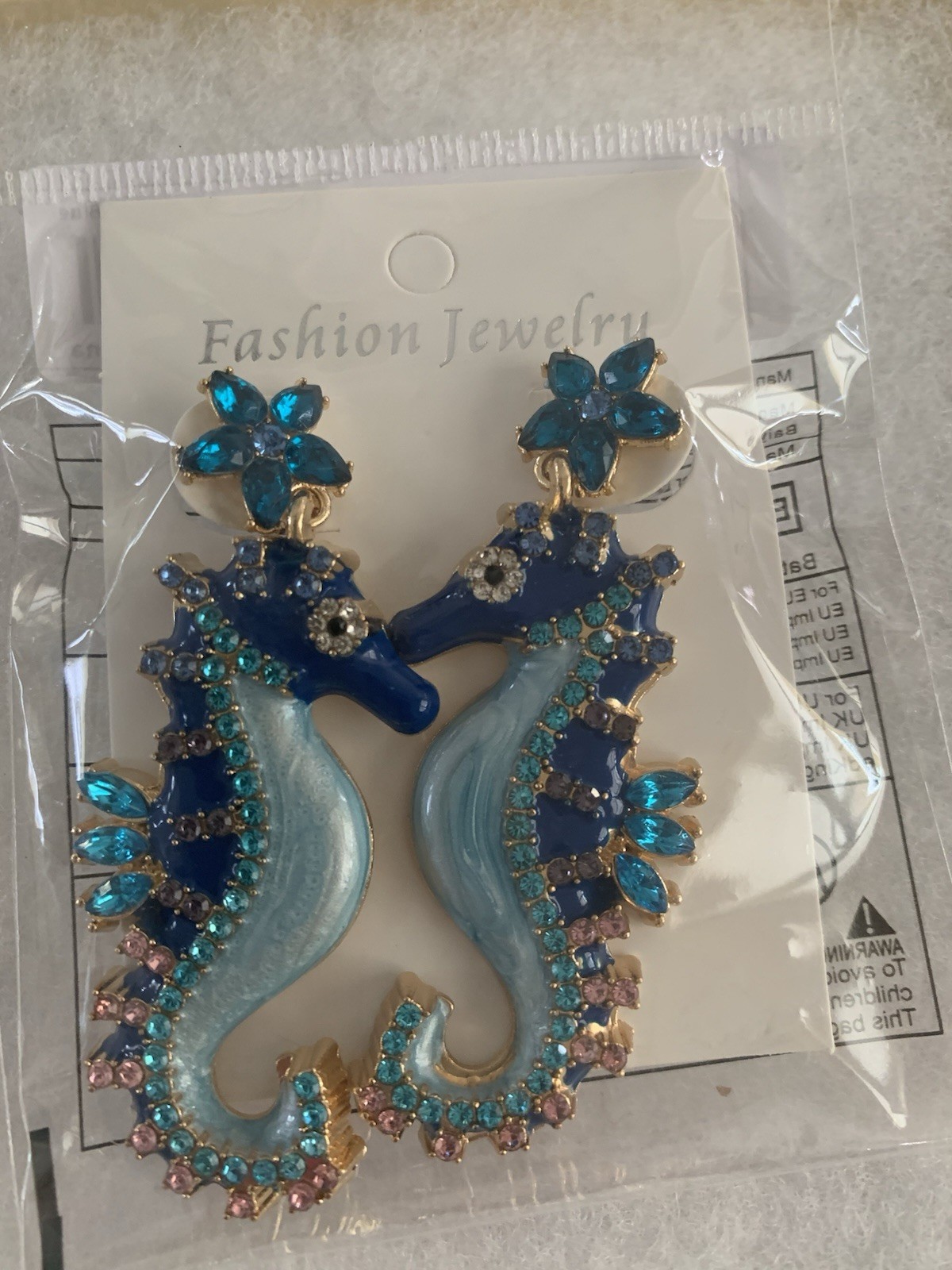 Elegant Seahorse Dangle Earrings Vintage Inspired Zinc alloy With Rhinestones