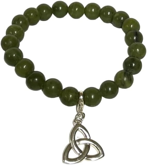Connemara Marble Celtic Charm Bracelet with Trinity Knot Charm