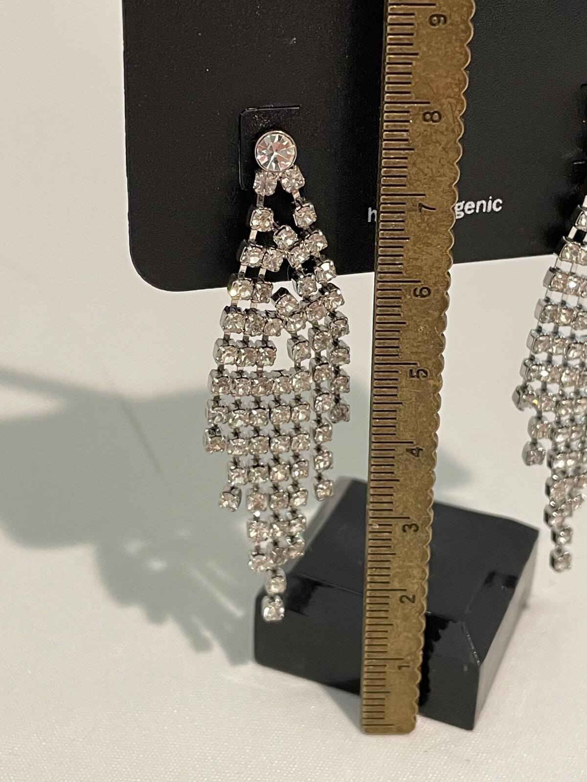 Silver Drop Crystal Earrings by Banana Republic Silver Earrings New With Tags