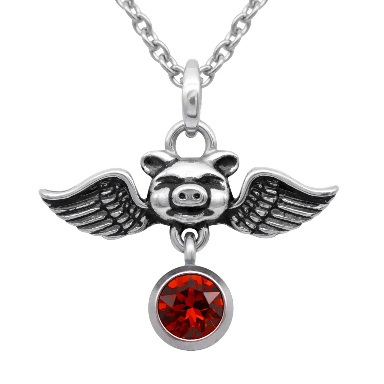 Birthstone Pig Necklace Pigs Can Fly With Crystal By Controse