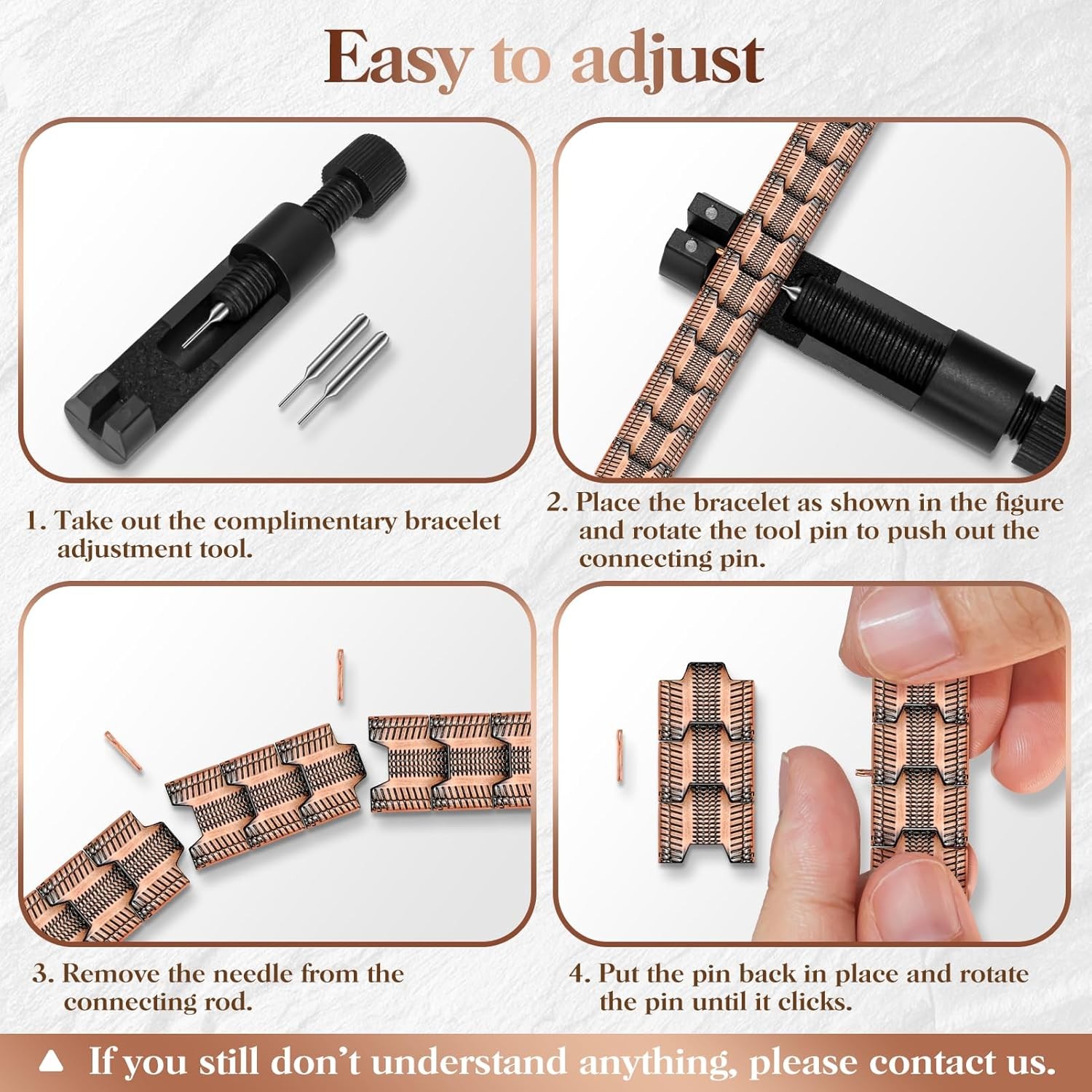 99% Copper Magnetic Bracelet+Ring 3X Arthritis Relief Adjustable w/ Tool & Box