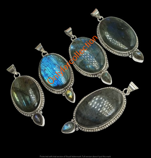 Labradorite Gemstone Pendants Lot 925 Sterling Silver Plated Bulk Jewelry