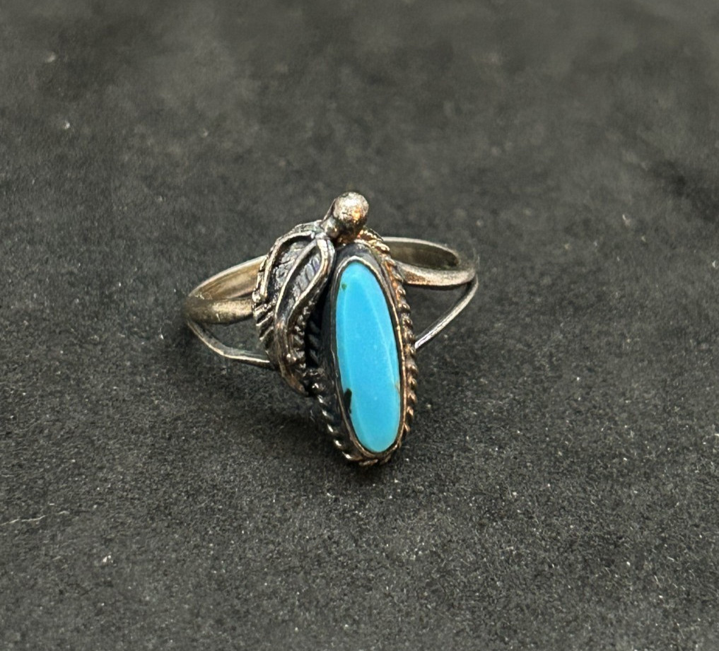 925 Sterling Navajo Turquoise Ring 17.5mm Sz 6 – 2.55g