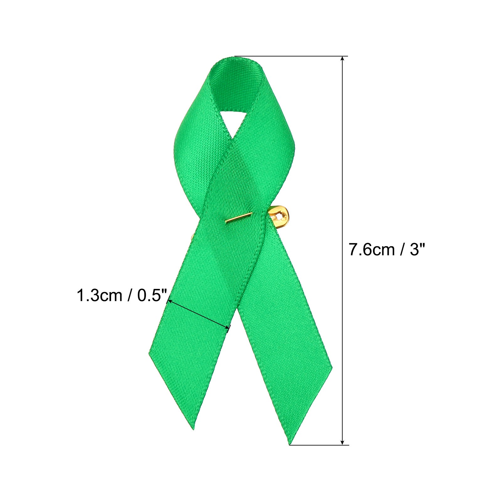 50 Pieces Green Polyester Ribbon Satin with Safety Pins