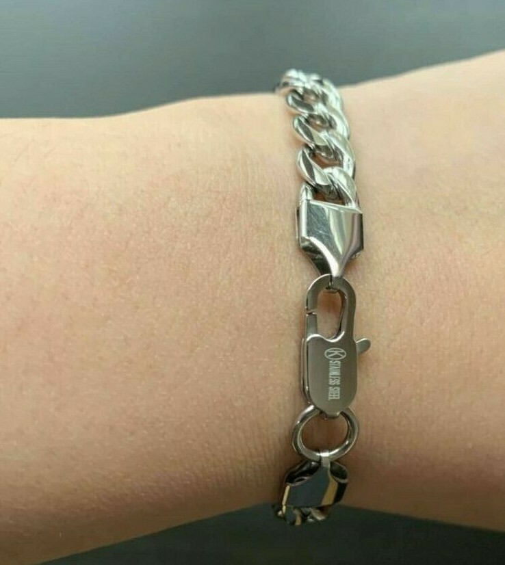 7″-11″ MEN’S WOMEN’S STAINLESS STEEL 7MM SILVER CUBAN CURB LINK CHAIN BRACELET