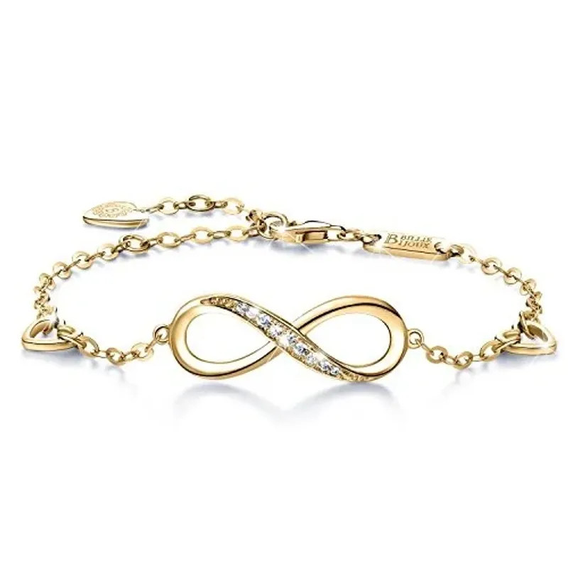 Womens Sterling Silver Infinity Endless Love Symbol Charm Adjustable