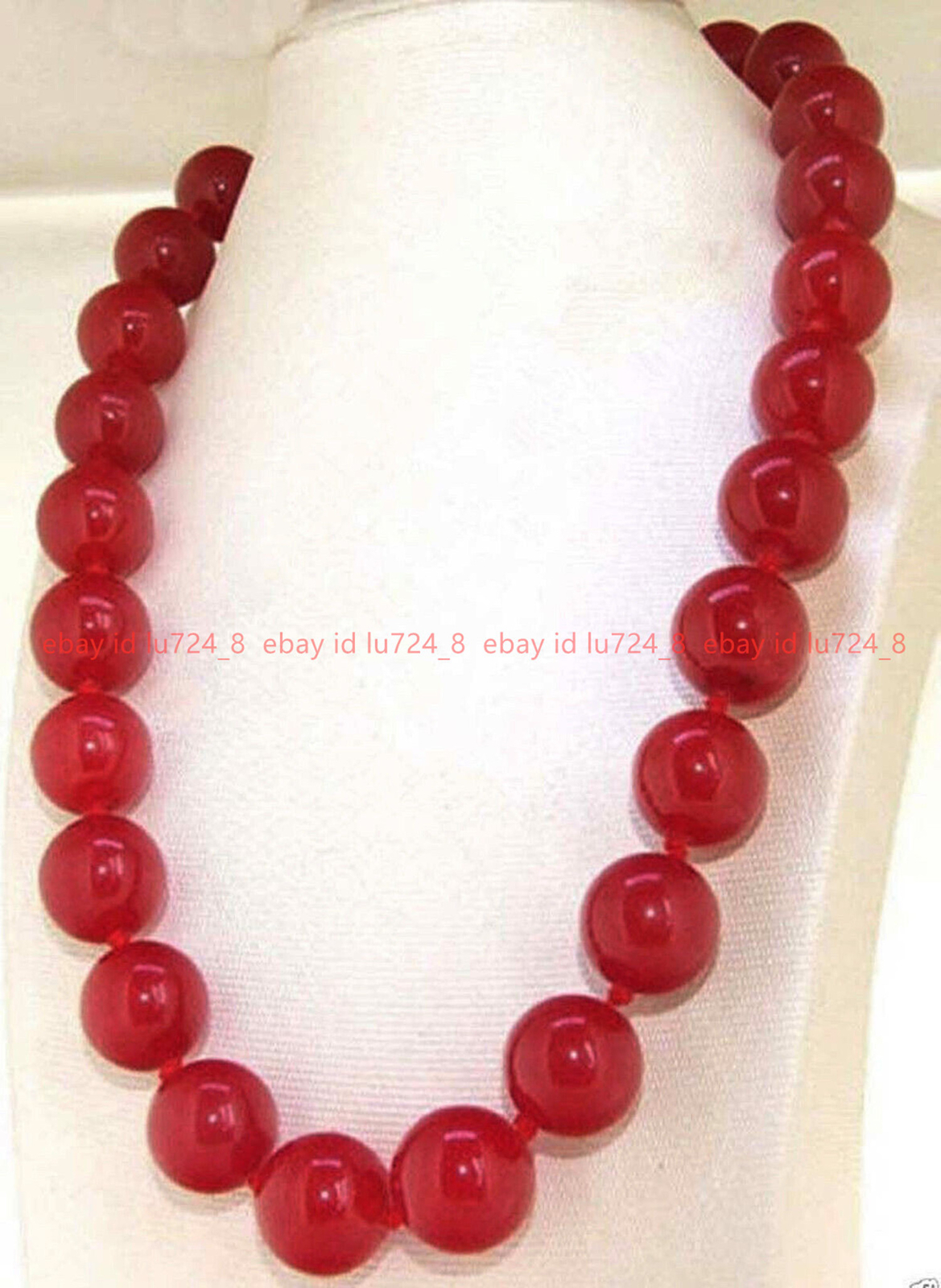 16″ 18″ 22″ 24″ Big 12/ 14mm Genuine Red Jade Gemstones Round Beads Necklace AAA