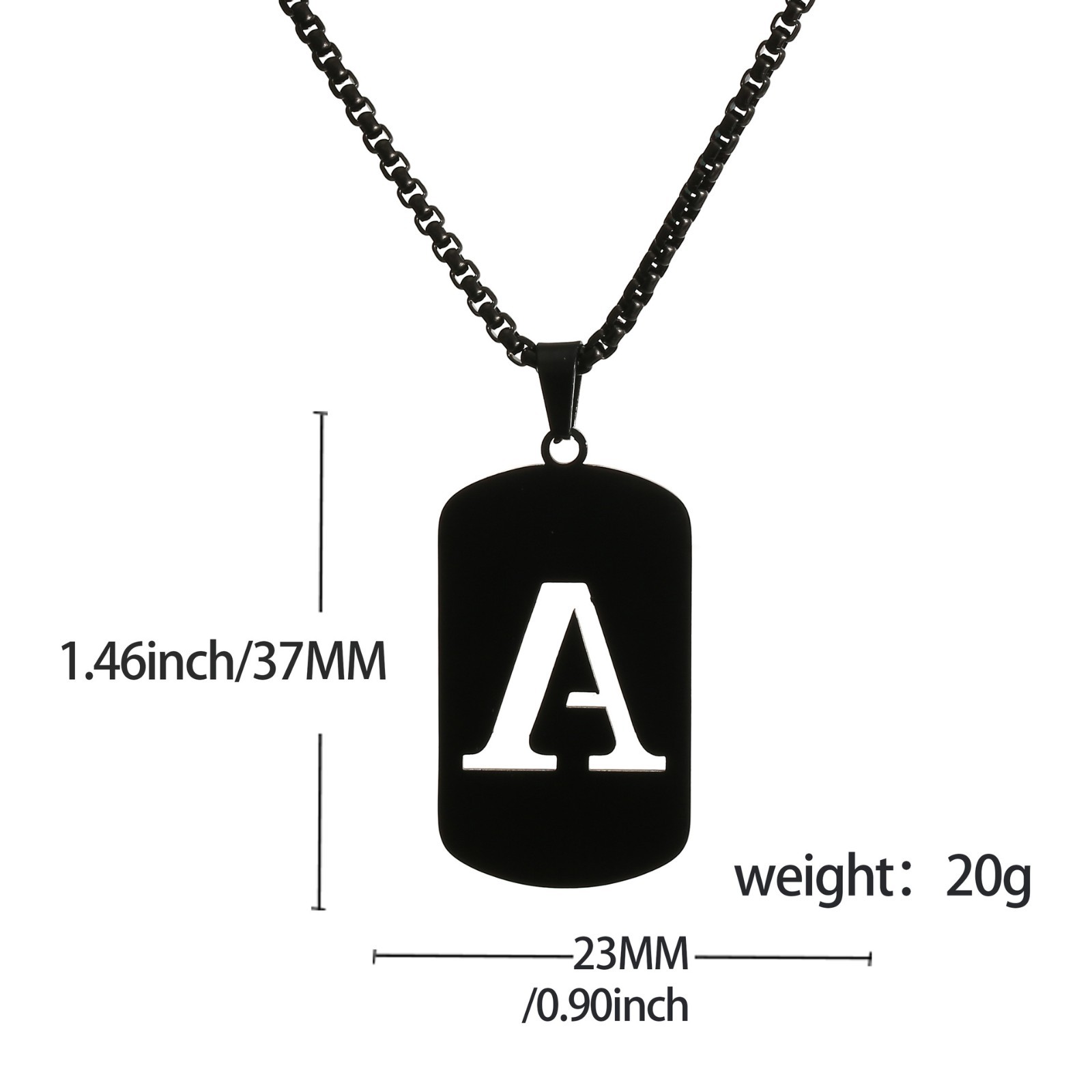 Black Stainless Steel Letters Chains Hollow Out A-Z Initial Alphabet Necklace