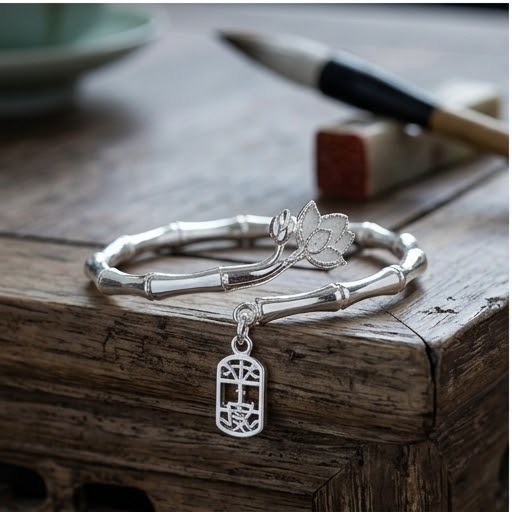 Bamboo Bracelet Butterfly Charm Dangle Bangle Women Fashion Jewelry Gift