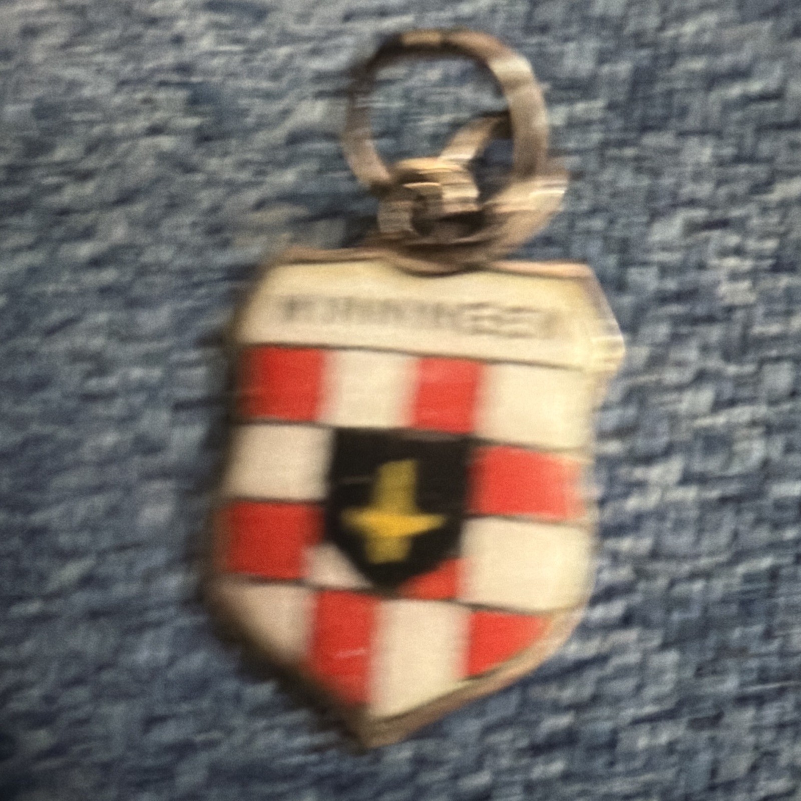 800 Silver Enamel Winningen Shield Dangle Charm Heraldry Signed Spring Ring