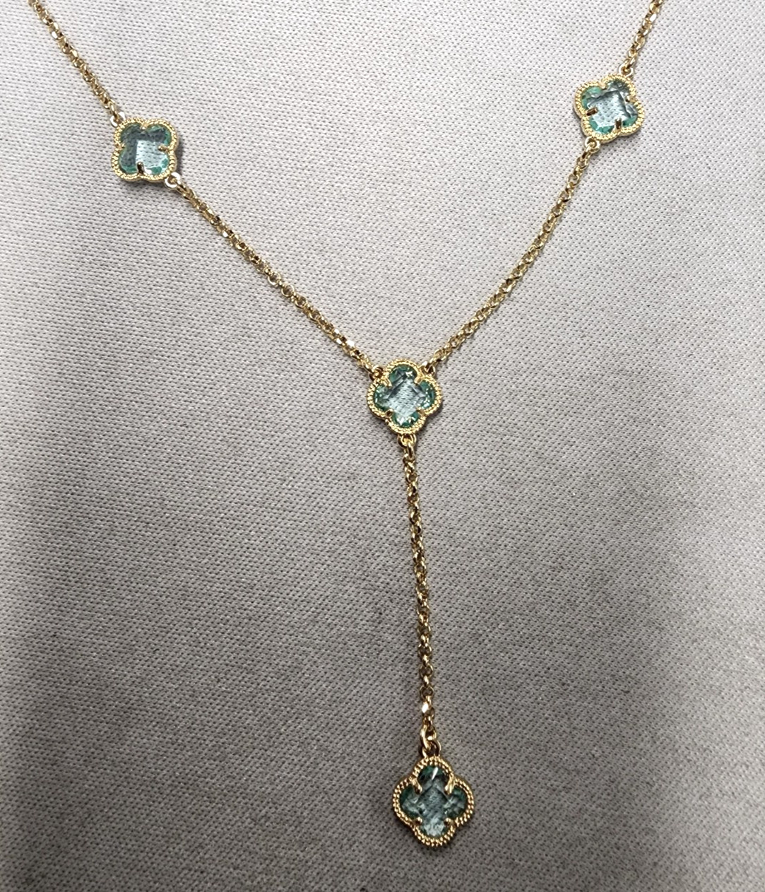 Mia Fiore 14K Gold Plated Clover Lariat Necklace 16″+2″