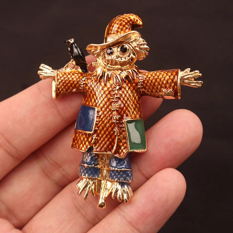 Halloween Scarecrow Brooch Pin Rhinestone Gothic Statement Jewelry Gift Women