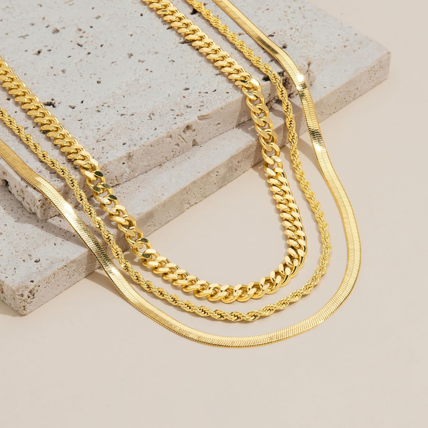 Gold Necklaces Stack for Women Non Tarnish, Dainty 14k Gold Plated Layered Gold