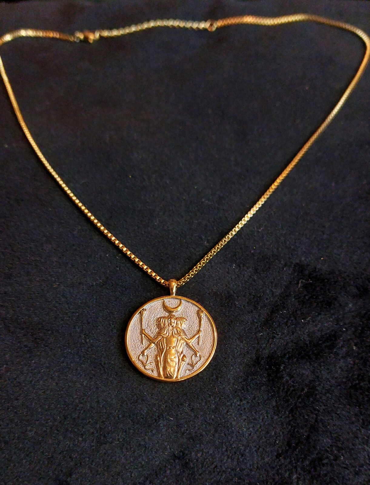 Greek Mythology Hecate Goddess Necklace, Deity Coin Pendant, Pagan God Jewelry