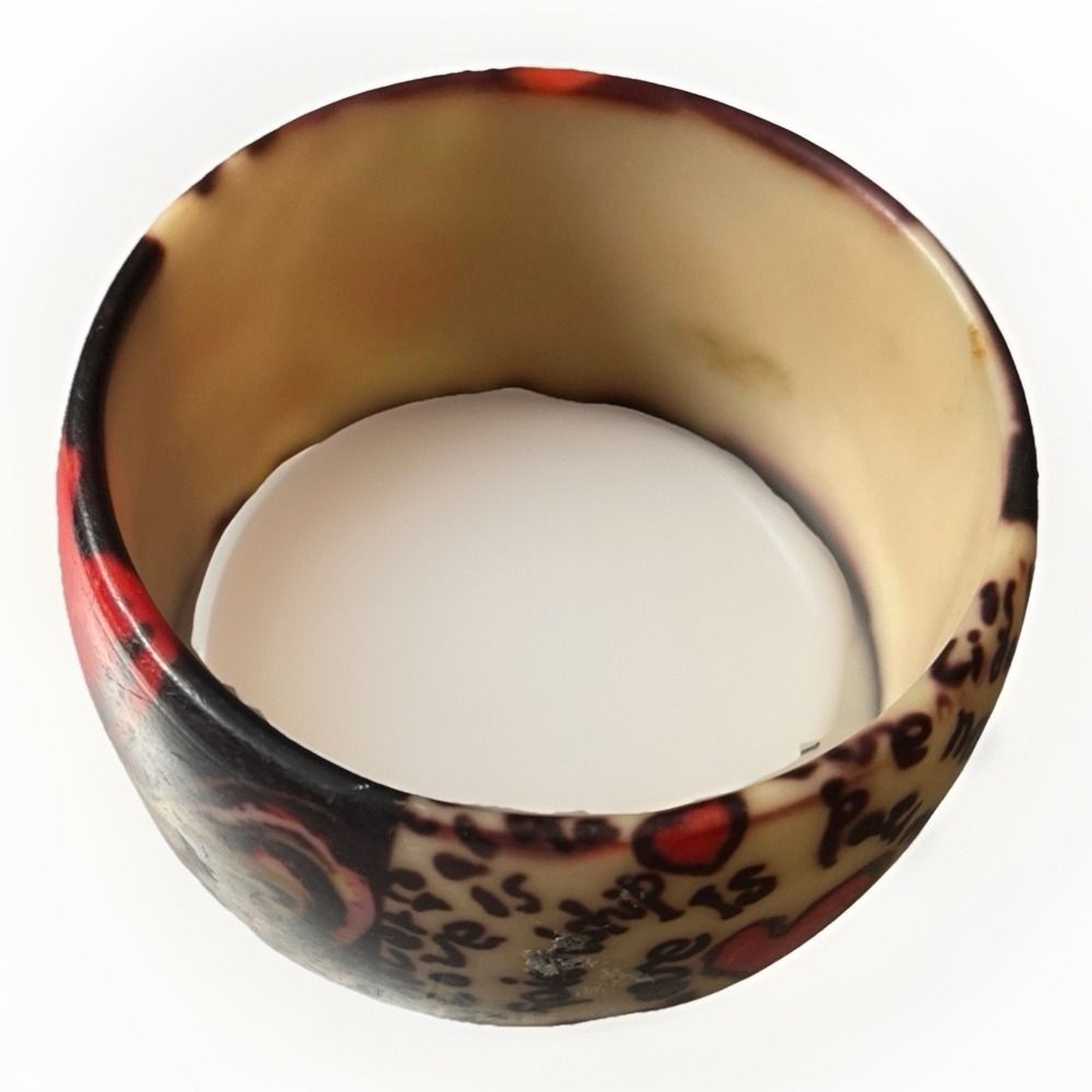 Fun Chunky Bracelet Y2K 2000s Red White Black Hearts Graffiti Love