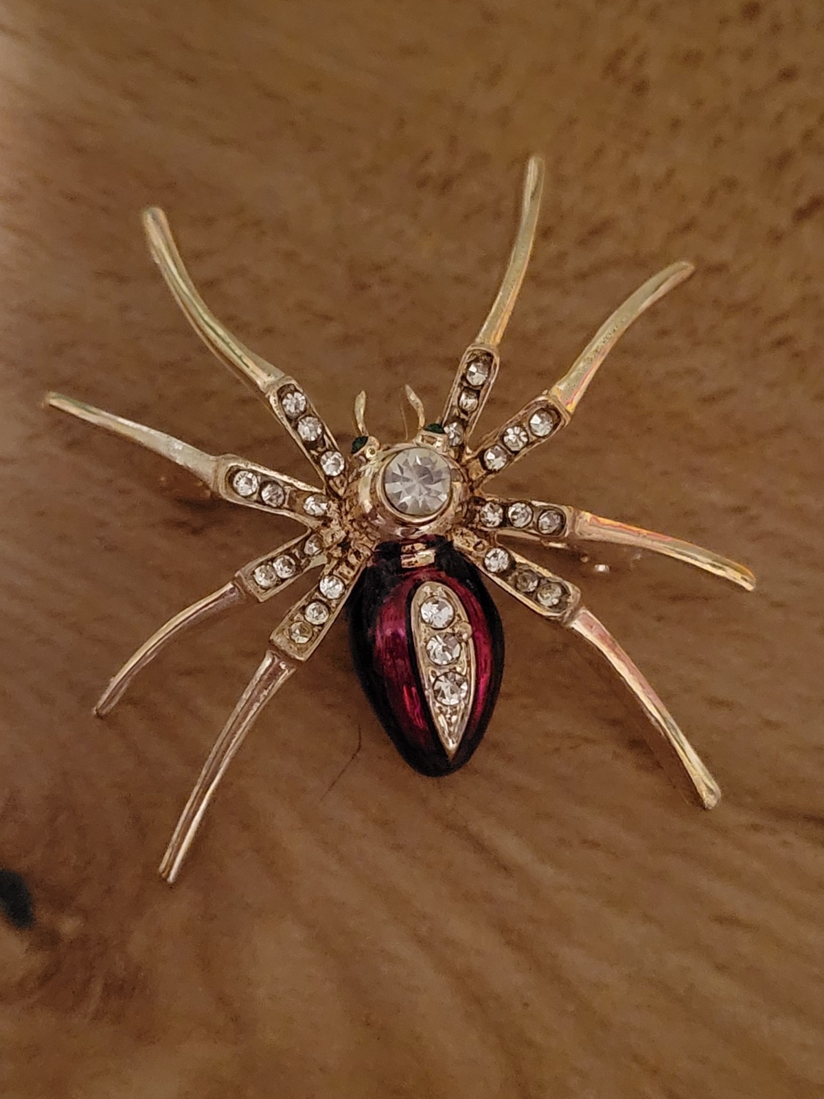 Big Red Spider With Rhinestones Brooch Pin Lapel Stunning! Jewelry CA USA E347