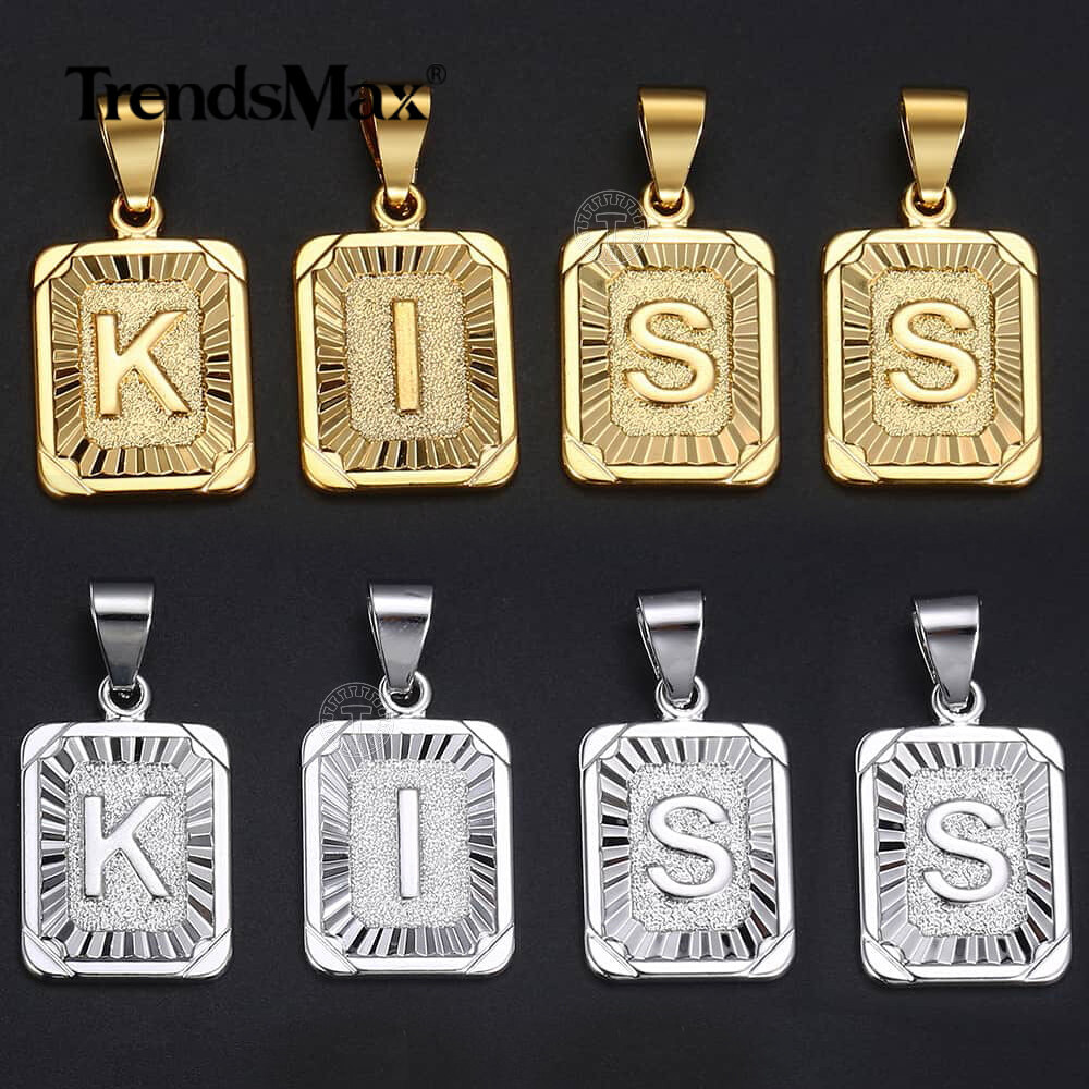 White/Yellow Gold Filled ALPHABET Initial Letter A-Z Pendant Charm Hot Wholesale
