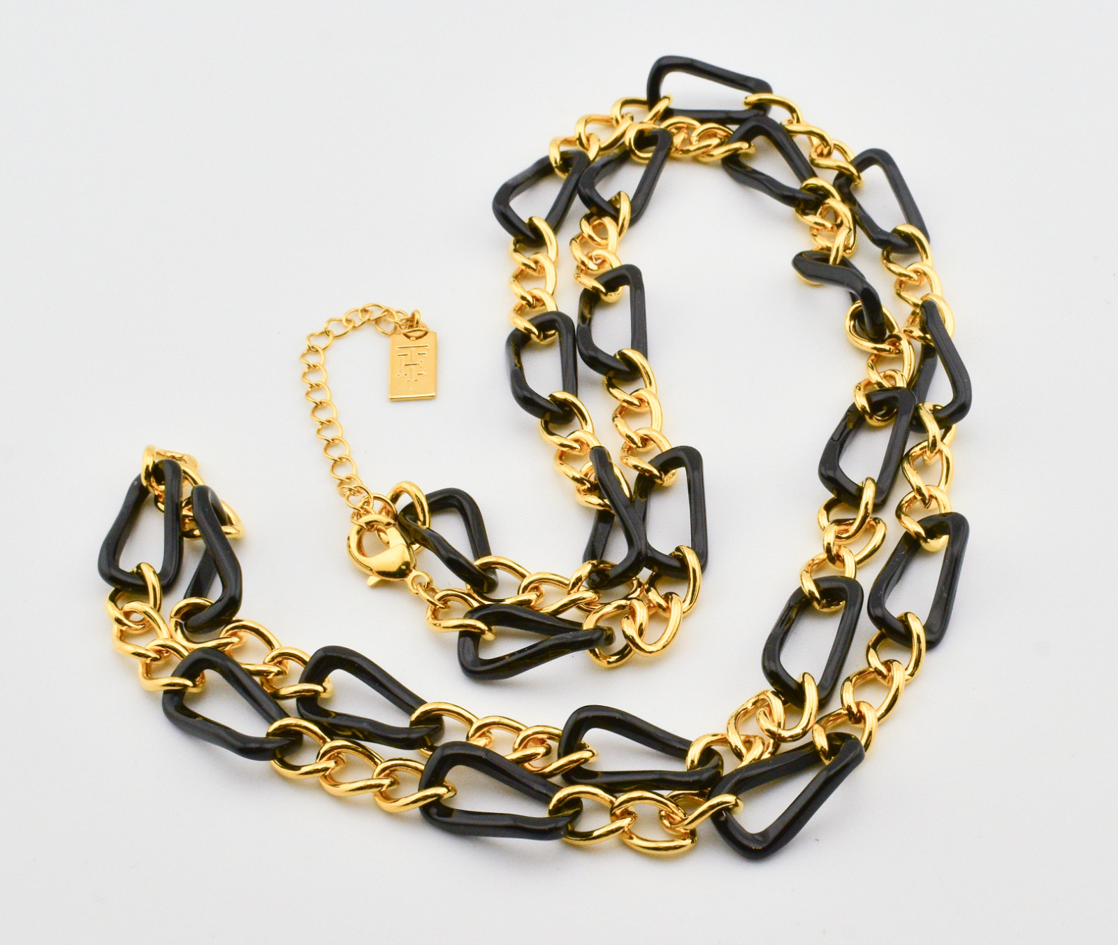 Elizabeth Taylor Black & Gold-Tone Statement 35in Chain Necklace With Box