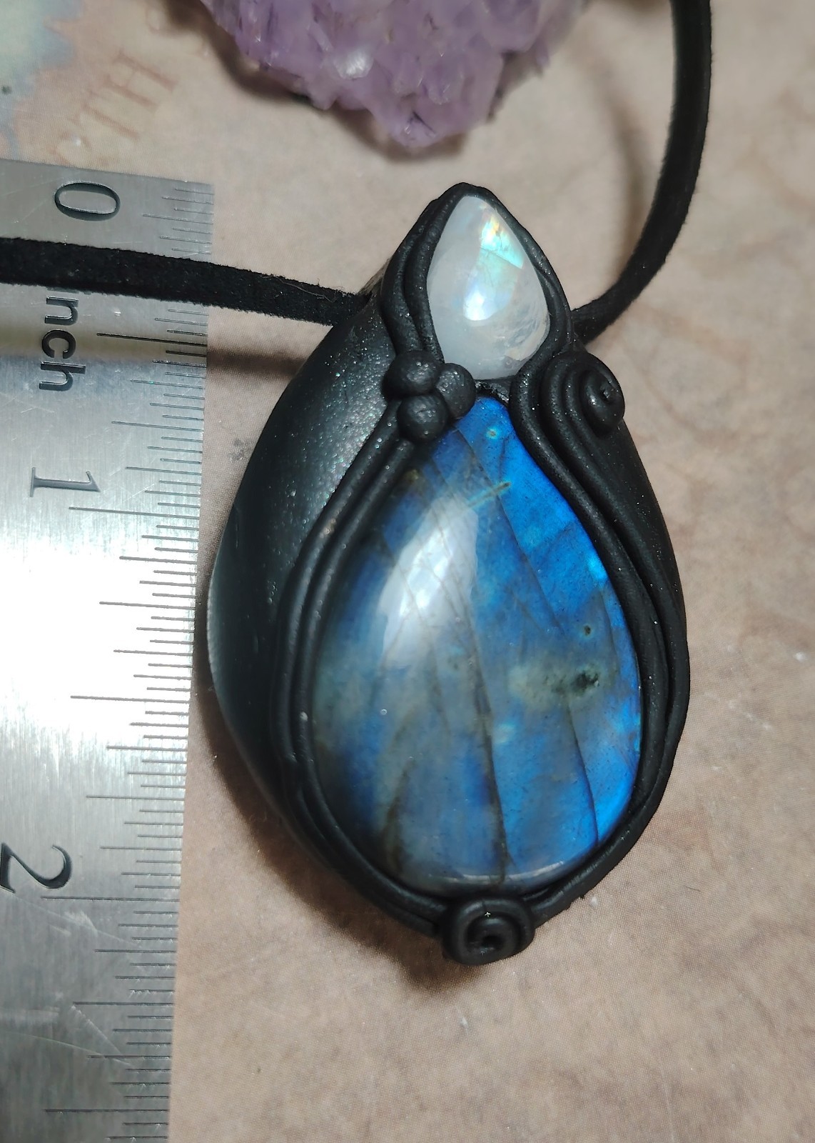 Lemurian Starseed Labradorite Crystal Necklace. 5d Awakening Spititual Jewelry