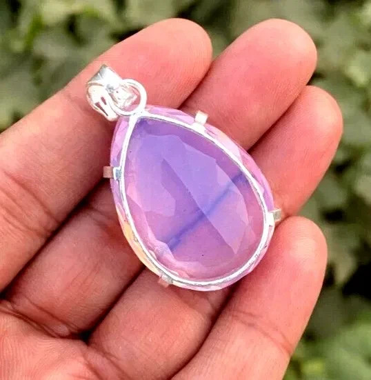 95+ Cts Certified Natural Fire Opal Pear Cut Gemstone Solid 925 Silver Pendant