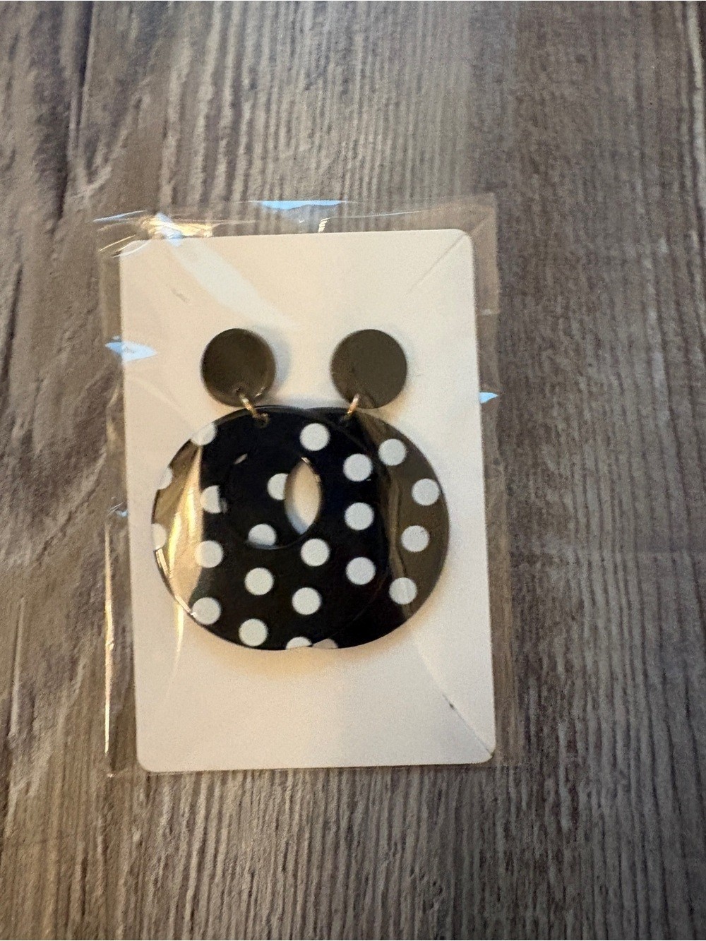 Black and White Polka Dot Hoop Earrings